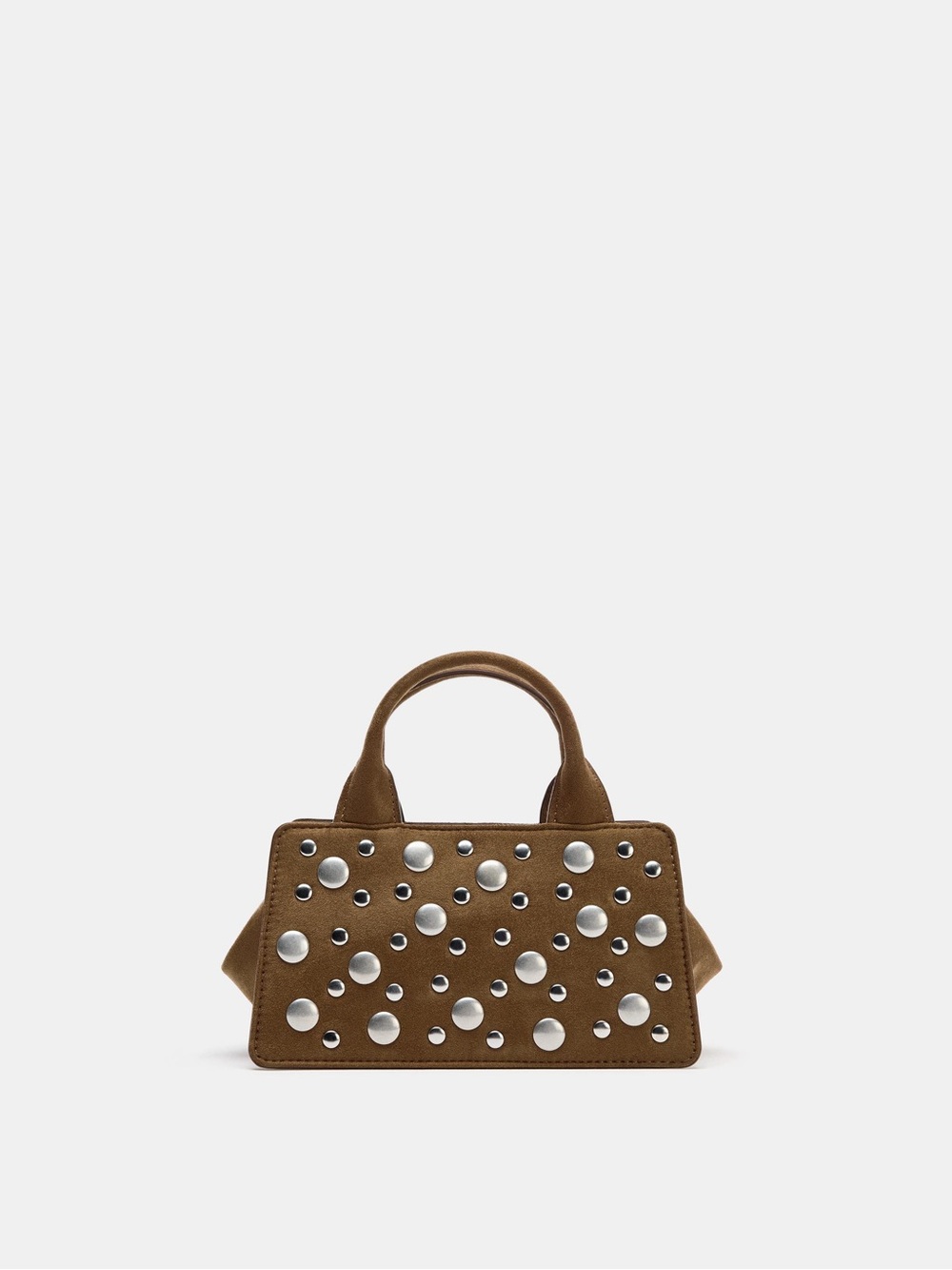 Zara Brown Mini Handbag with Silver Studs